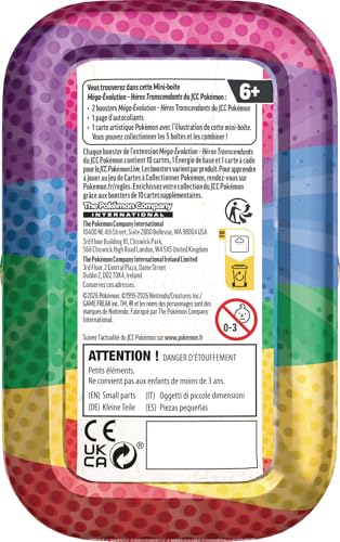 Pokémon : Mini-boîte Méga-Évolution – Héros Transcendants – Pikachu et Gruikui (1 Page d’Autocollants, 1 Carte Artistique et 2 boosters)
