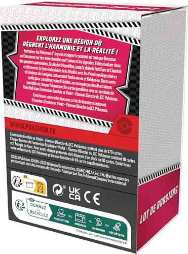 Pokémon : Lot de boosters Écarlate et Violet – Flamme Blanche (6 boosters) du JCC Pokémon