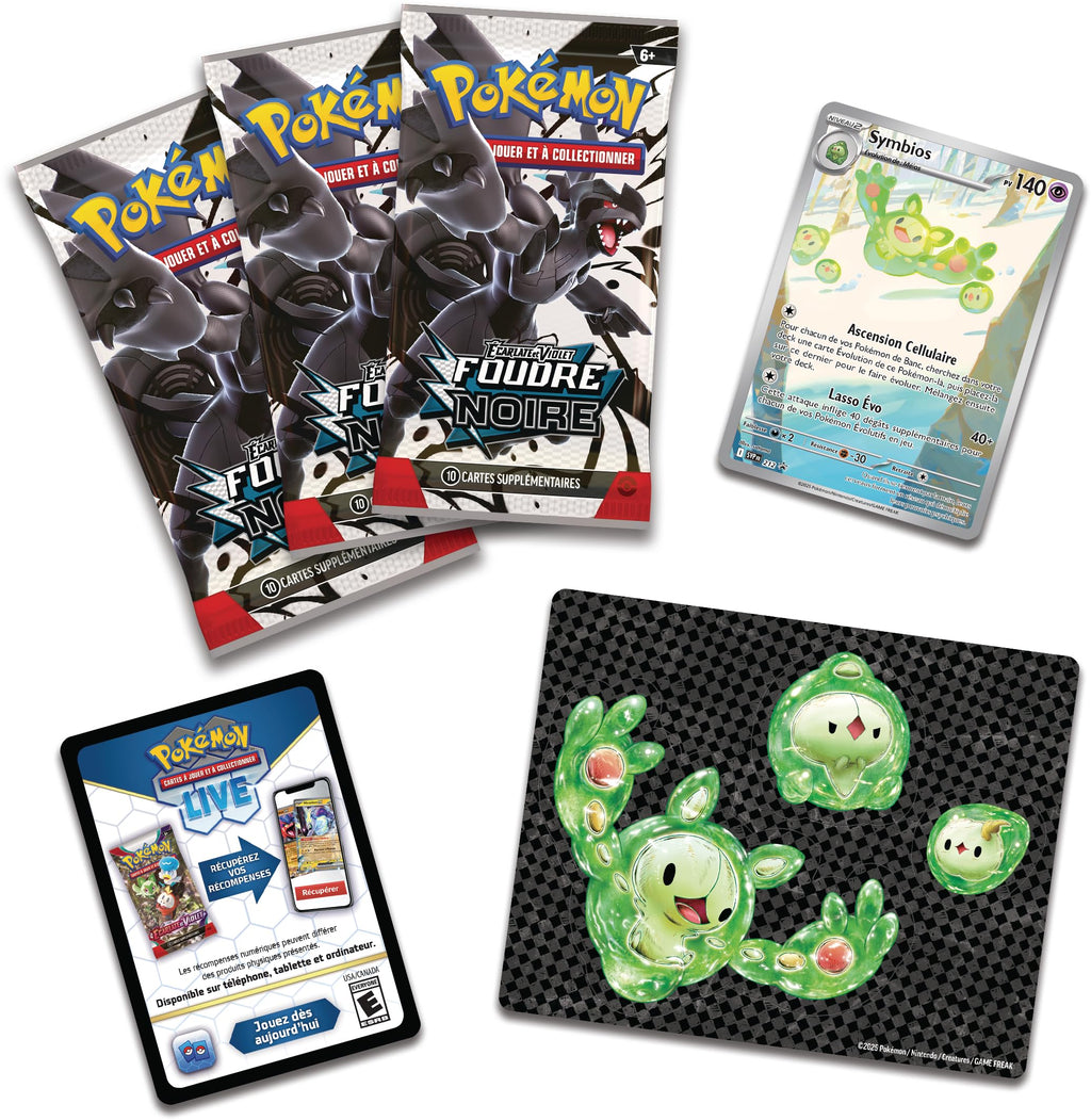 Pokémon JCC : Collection Autocollant réajustable Écarlate et Violet – Foudre Noire – Symbios (1 Carte Promo Brillante et 3 boosters)