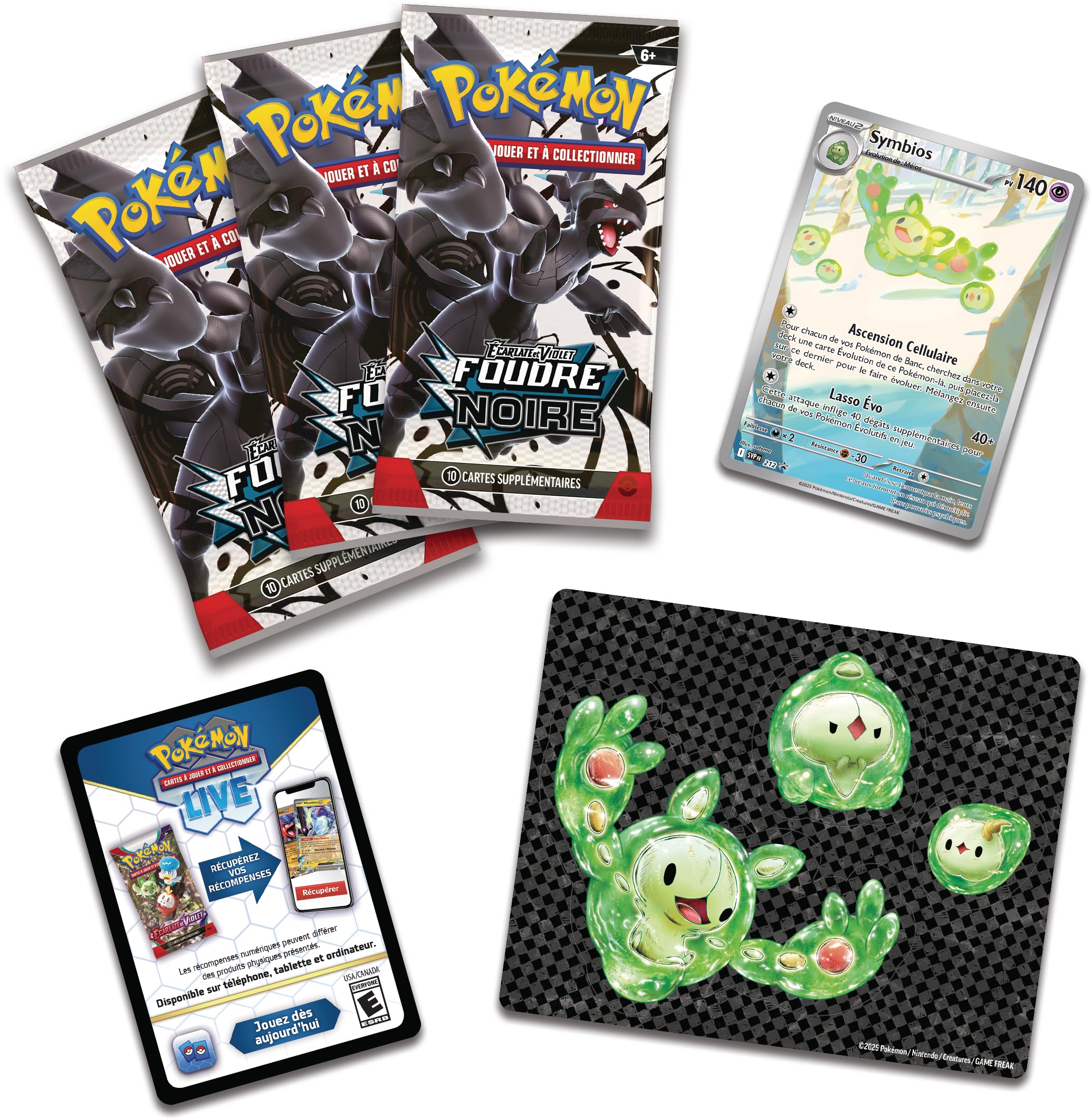 Pokémon JCC : Collection Autocollant réajustable Écarlate et Violet – Foudre Noire – Symbios (1 Carte Promo Brillante et 3 boosters)
